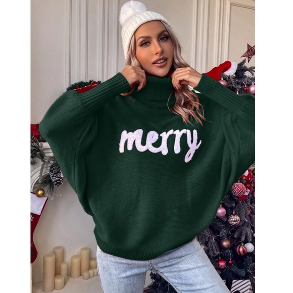 Christmas Green Turtleneck Sweater - Picture 3 of 7